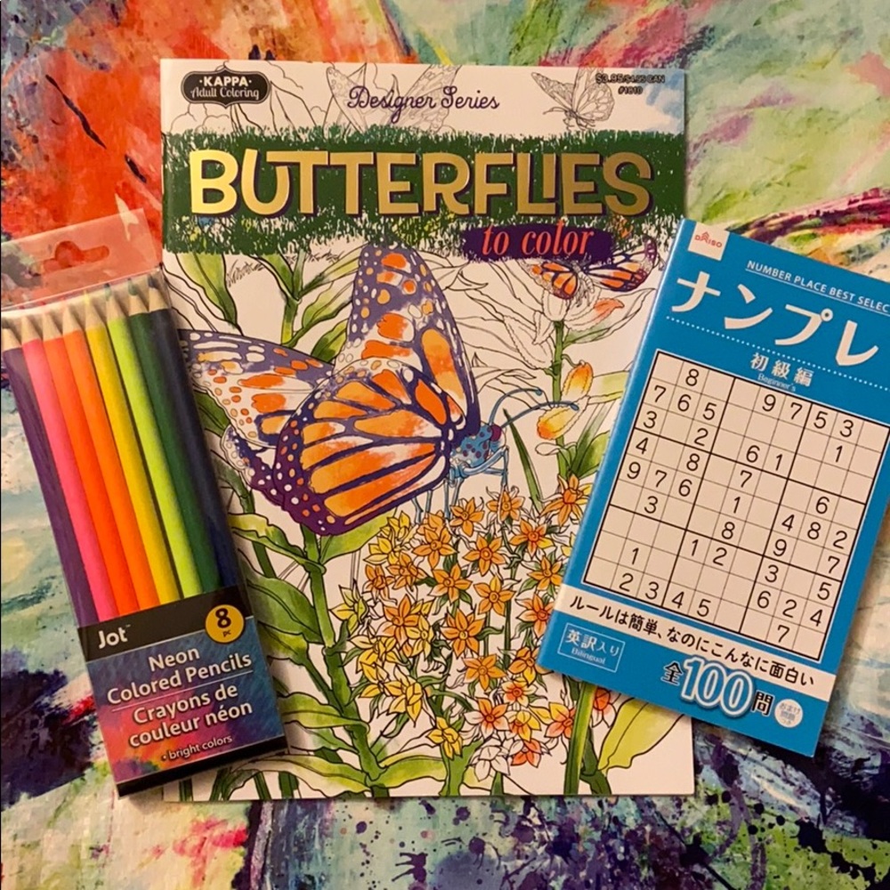 Set of 3 Adult Creative Coloring Gift Set Bundle Soduku Coloring Book Fun NWT